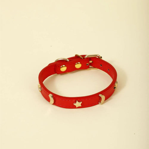 collier en cuir pour chat réglable décor étoiles et lune – Nos Poilus