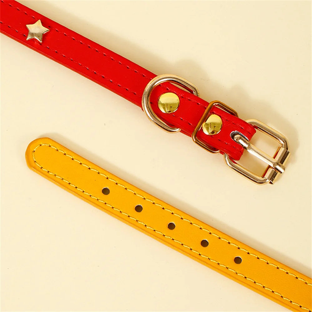 collier en cuir pour chat réglable décor étoiles et lune – Nos Poilus