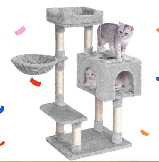 arbre à chat d’intérieur avec tour multi-niveaux, hamac spacieux et griffoirs