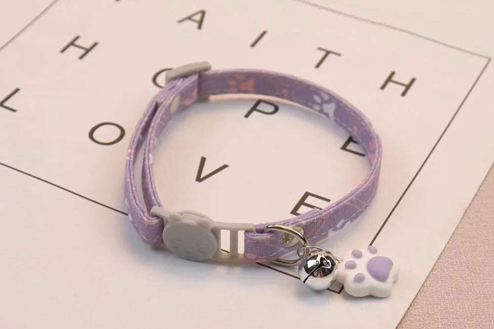 collier reglable  pour chat avec empreinte et clochette détachable – Nos Poilus