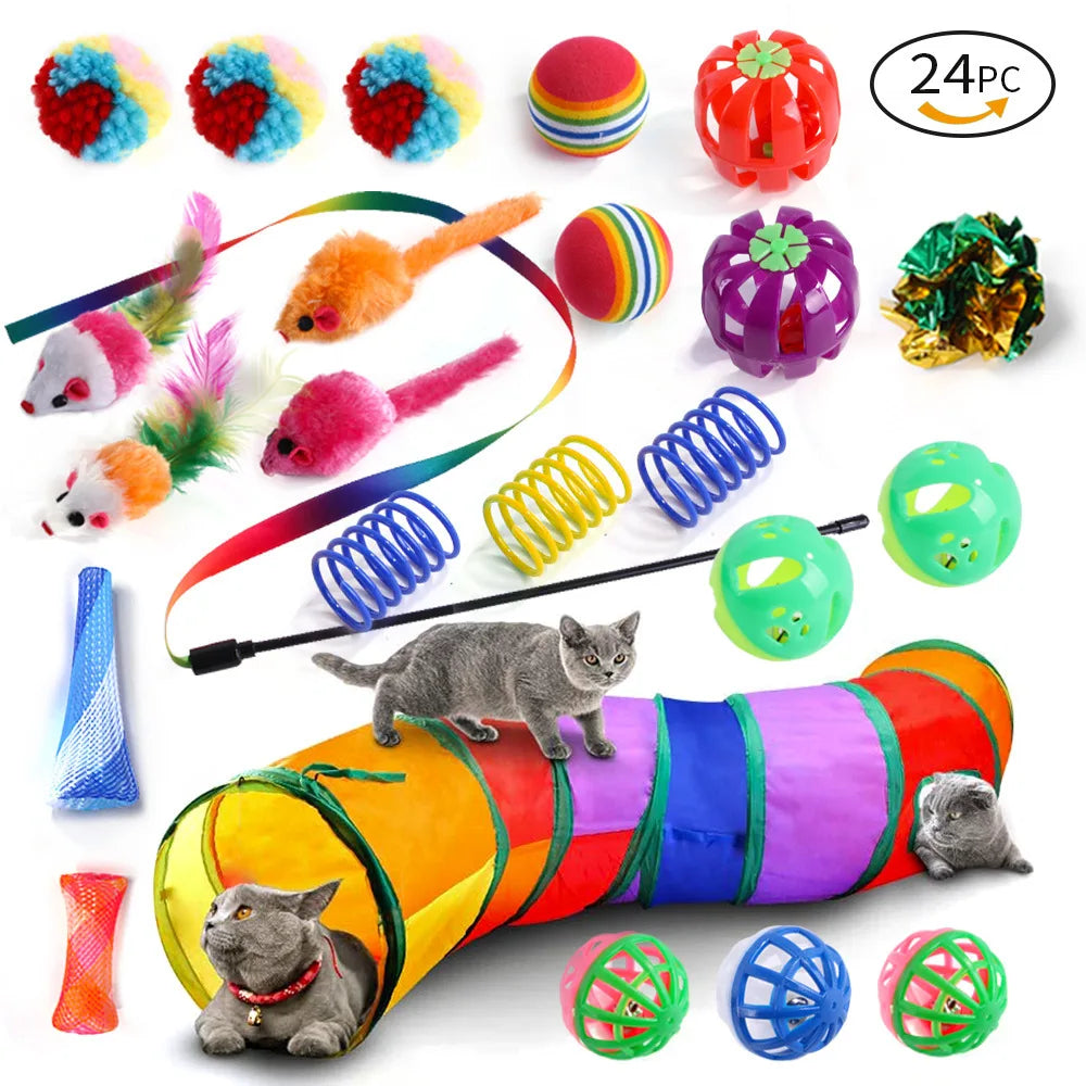 Ensemble de jouets pour chat en sisal, stimulation mentale et jeu interactif