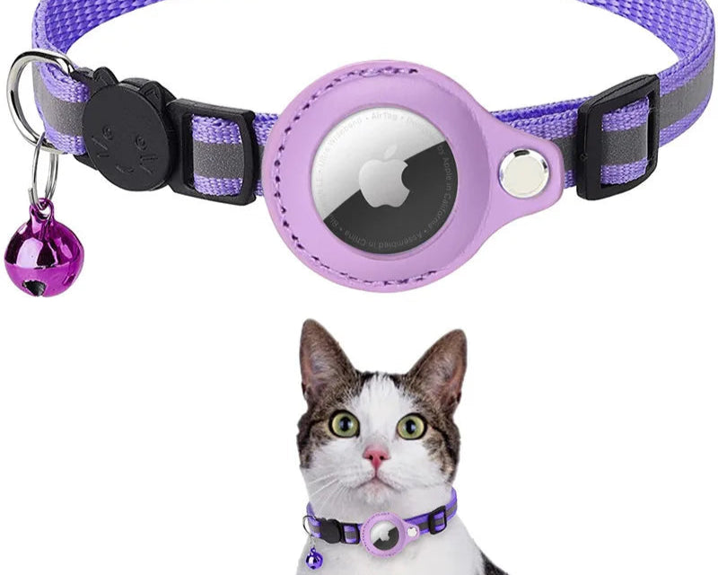 collier pour chat compatible AirTag avec bandes réfléchissantes – Nos Poilus