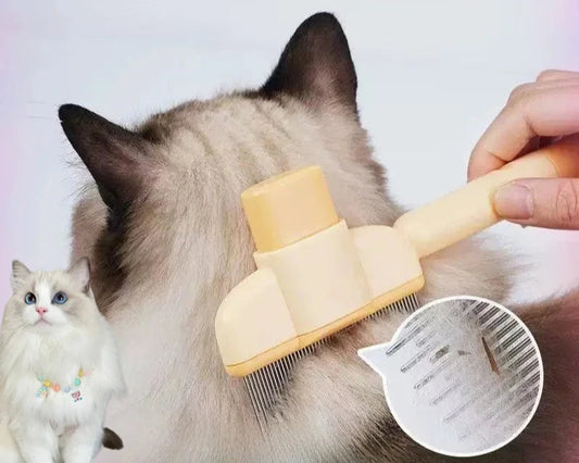 "Peigne épilateur autonettoyant pour chat et chien avec bouton de déverrouillage"