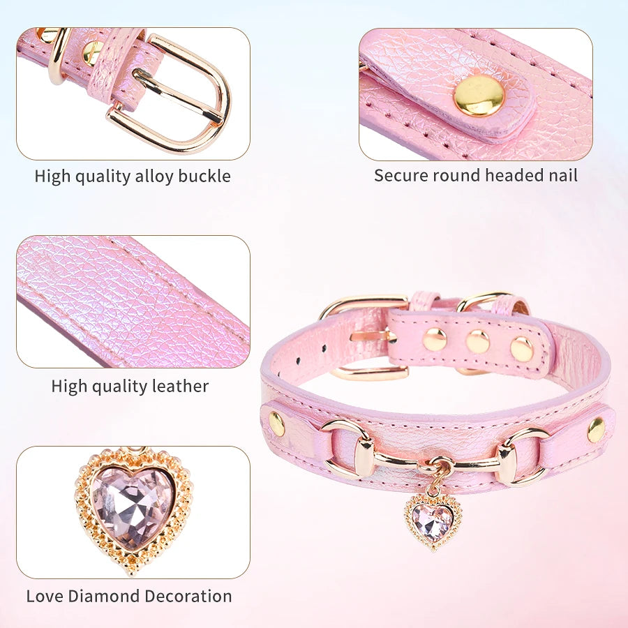 collier en PU pour chat avec décor cœur étincelant, réglable – Nos Poilus