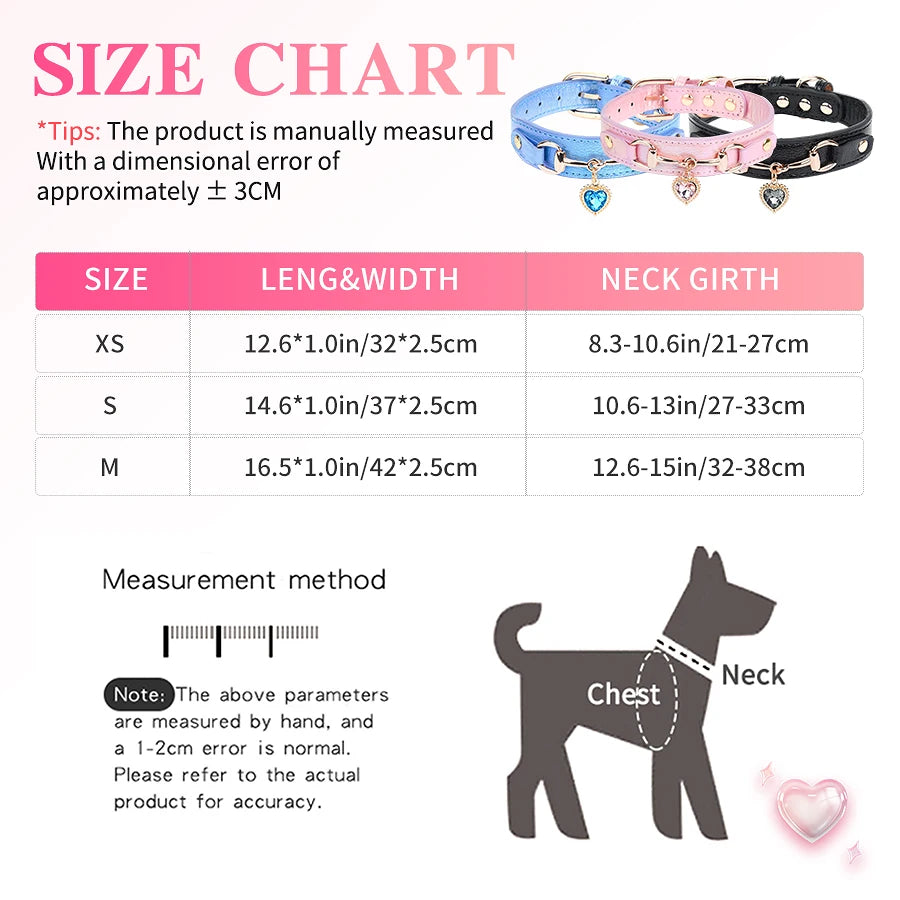 collier en PU pour chat avec décor cœur étincelant, réglable – Nos Poilus
