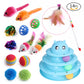 Ensemble de jouets pour chat en sisal, stimulation mentale et jeu interactif