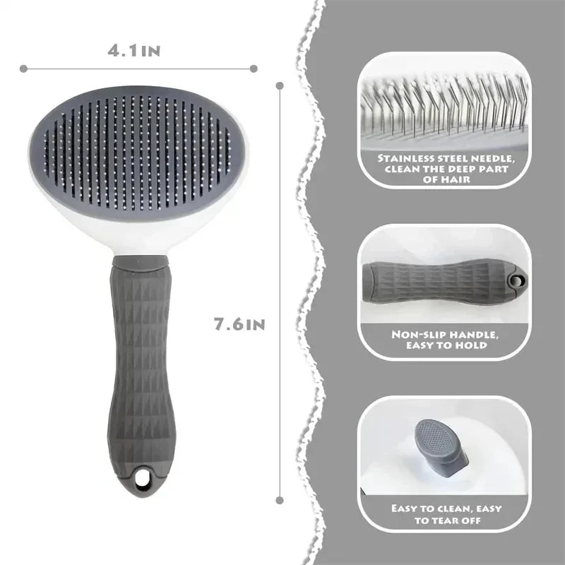 Brosse Autonettoyante pour Chien et Chat | Élimine Poils Morts et Sous-Poils en 1 Clic