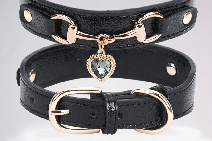collier en PU pour chat avec décor cœur étincelant, réglable – Nos Poilus
