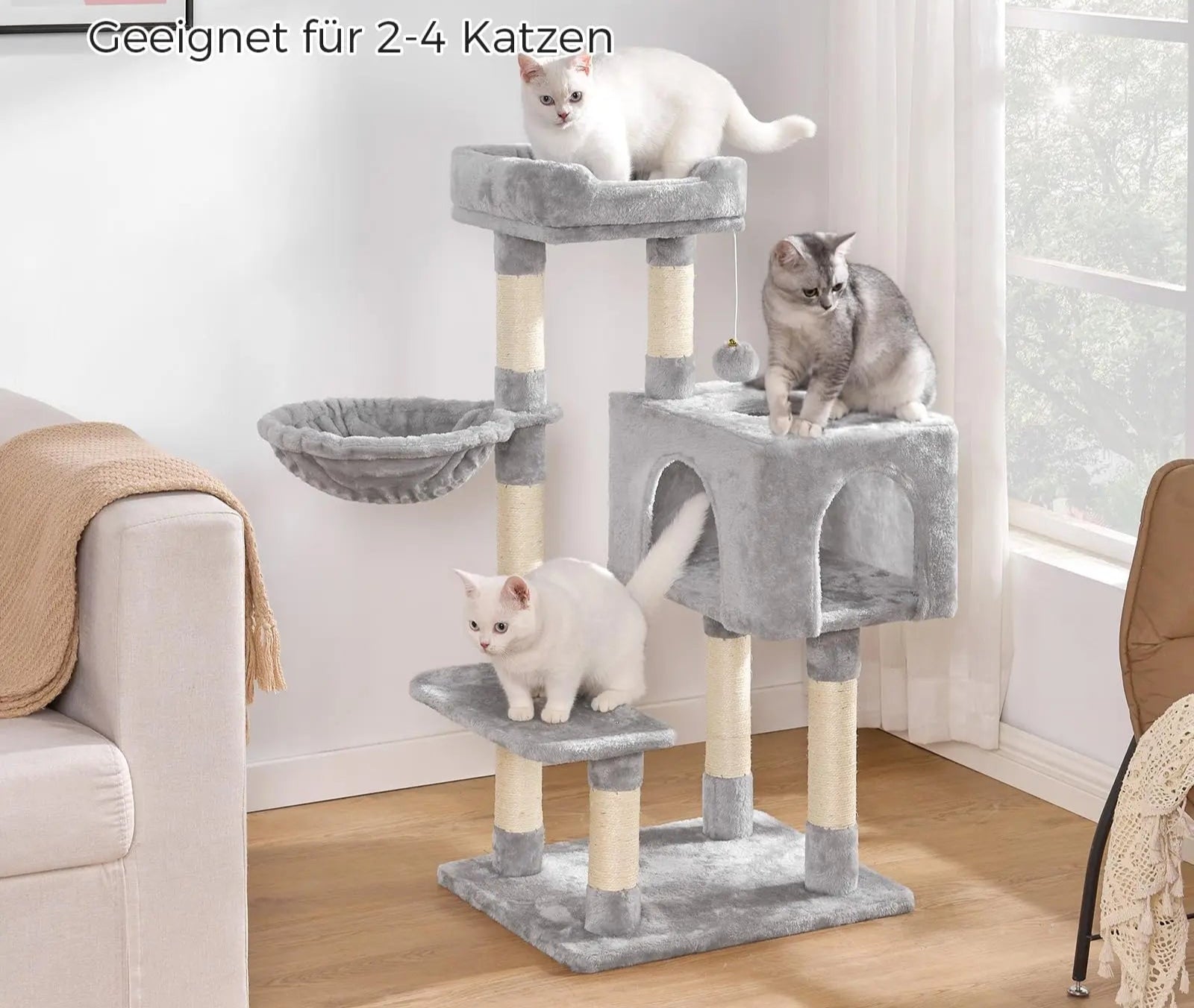 arbre à chat d’intérieur avec tour multi-niveaux, hamac spacieux et griffoirs