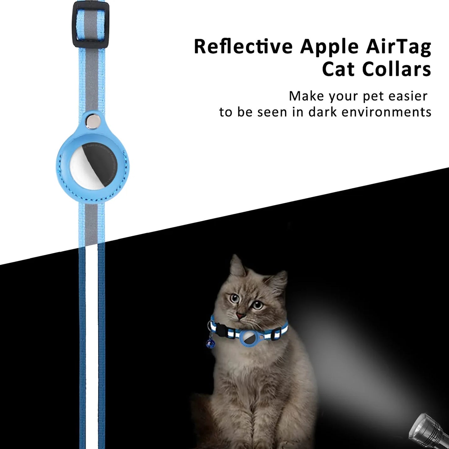 collier pour chat compatible AirTag avec bandes réfléchissantes – Nos Poilus