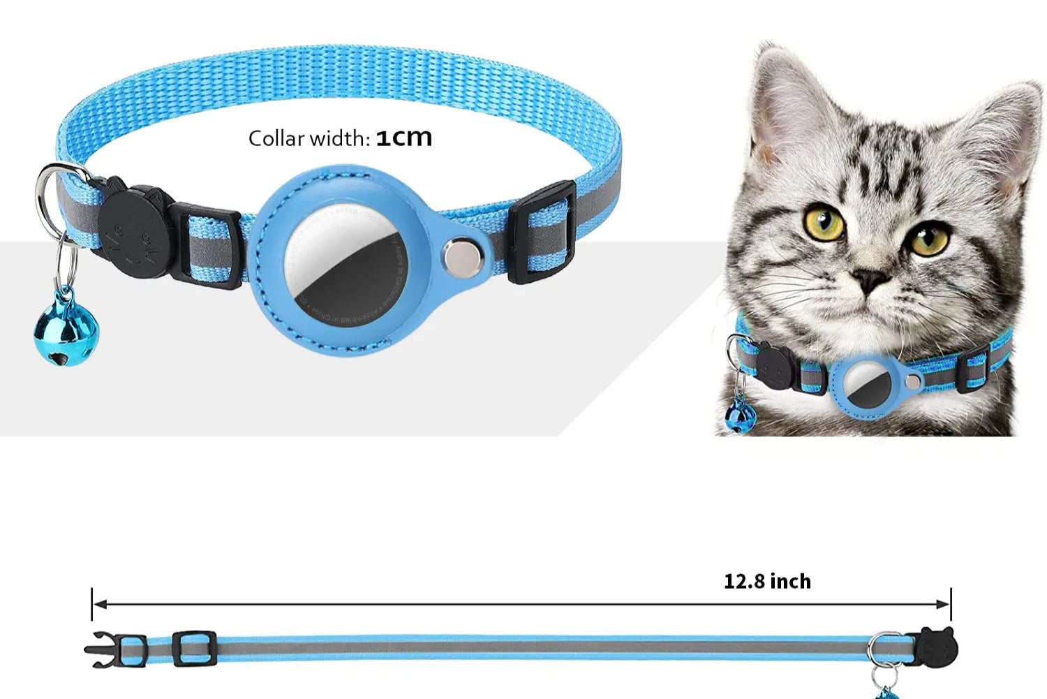 collier pour chat compatible AirTag avec bandes réfléchissantes – Nos Poilus