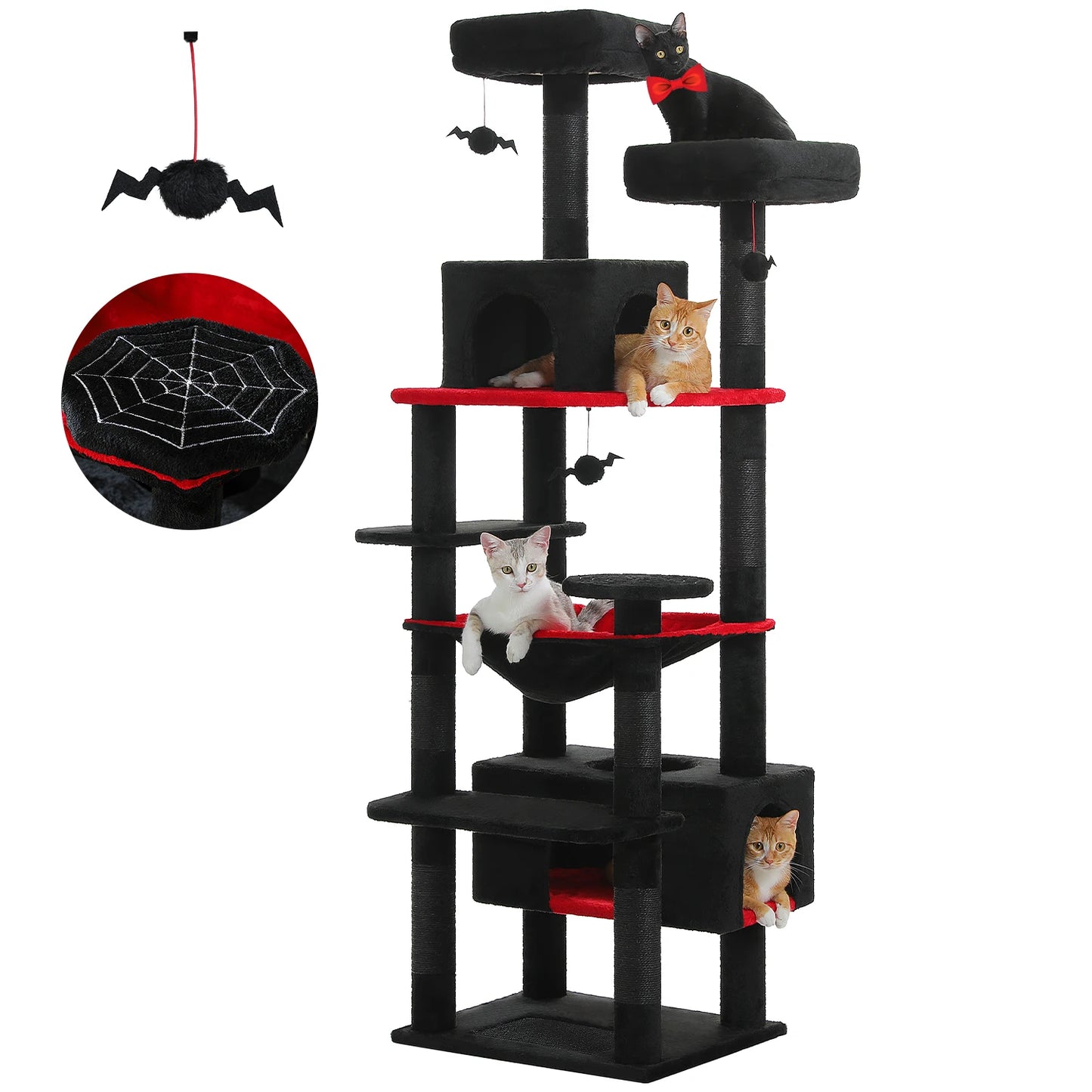 Grand arbre à chat d’intérieur multi-niveaux avec hamac spacieux et griffoirs en sisal