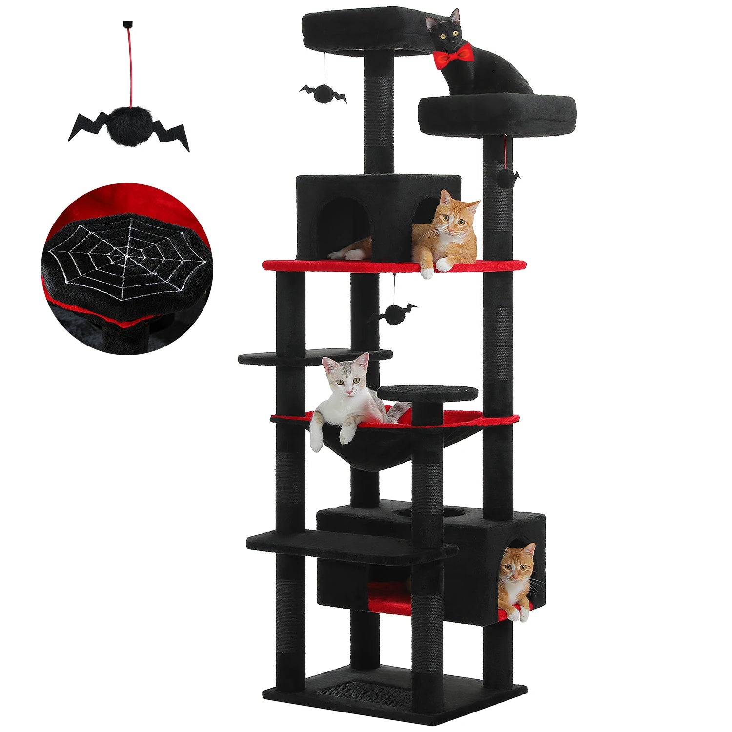 Grand arbre à chat d’intérieur multi-niveaux avec hamac spacieux et griffoirs en sisal