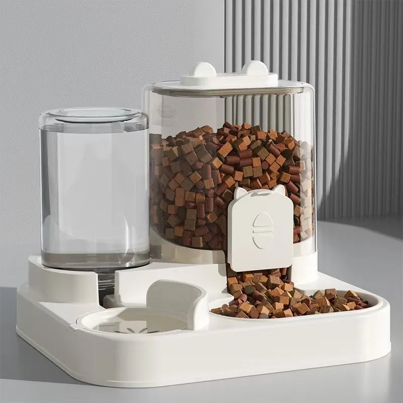 Distributeur de croquettes et fontaine à eau, alimentation par gravité, entretien facile
