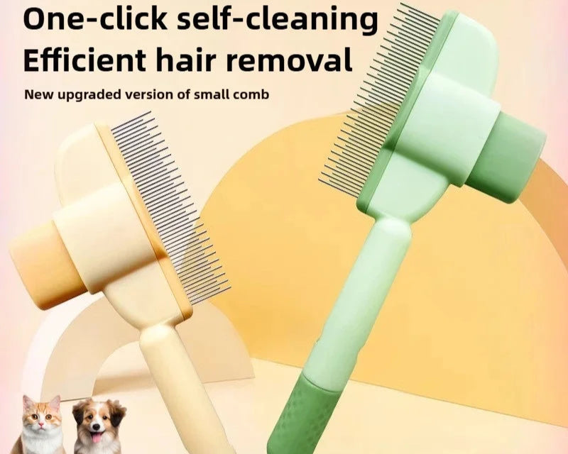"Peigne épilateur autonettoyant pour chat et chien avec bouton de déverrouillage"