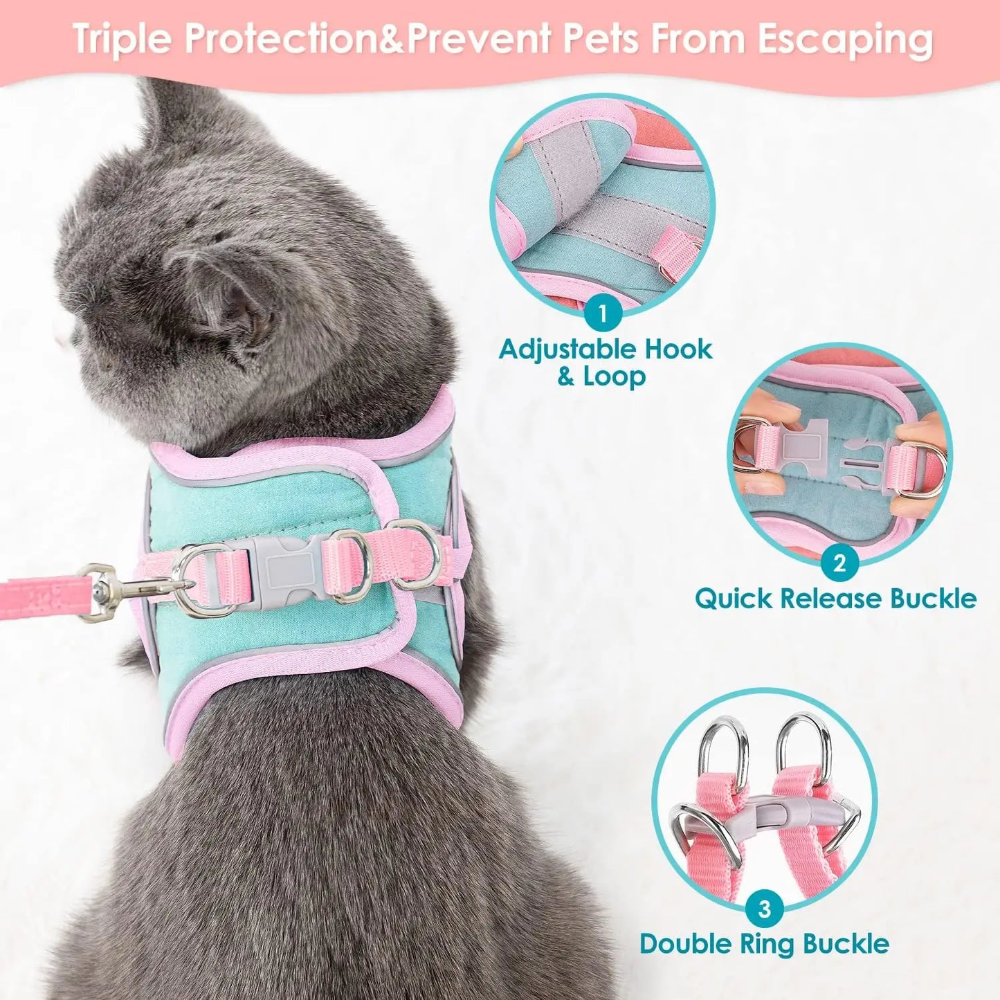 harnais gilet réfléchissant pour petit chat avec laisse assortie – Nos Poilus