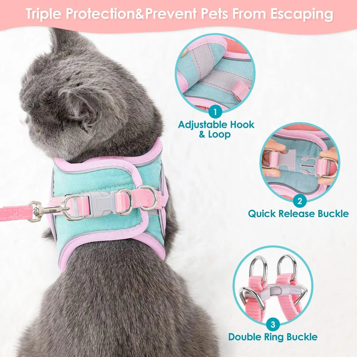 harnais gilet réfléchissant pour petit chat avec laisse assortie – Nos Poilus