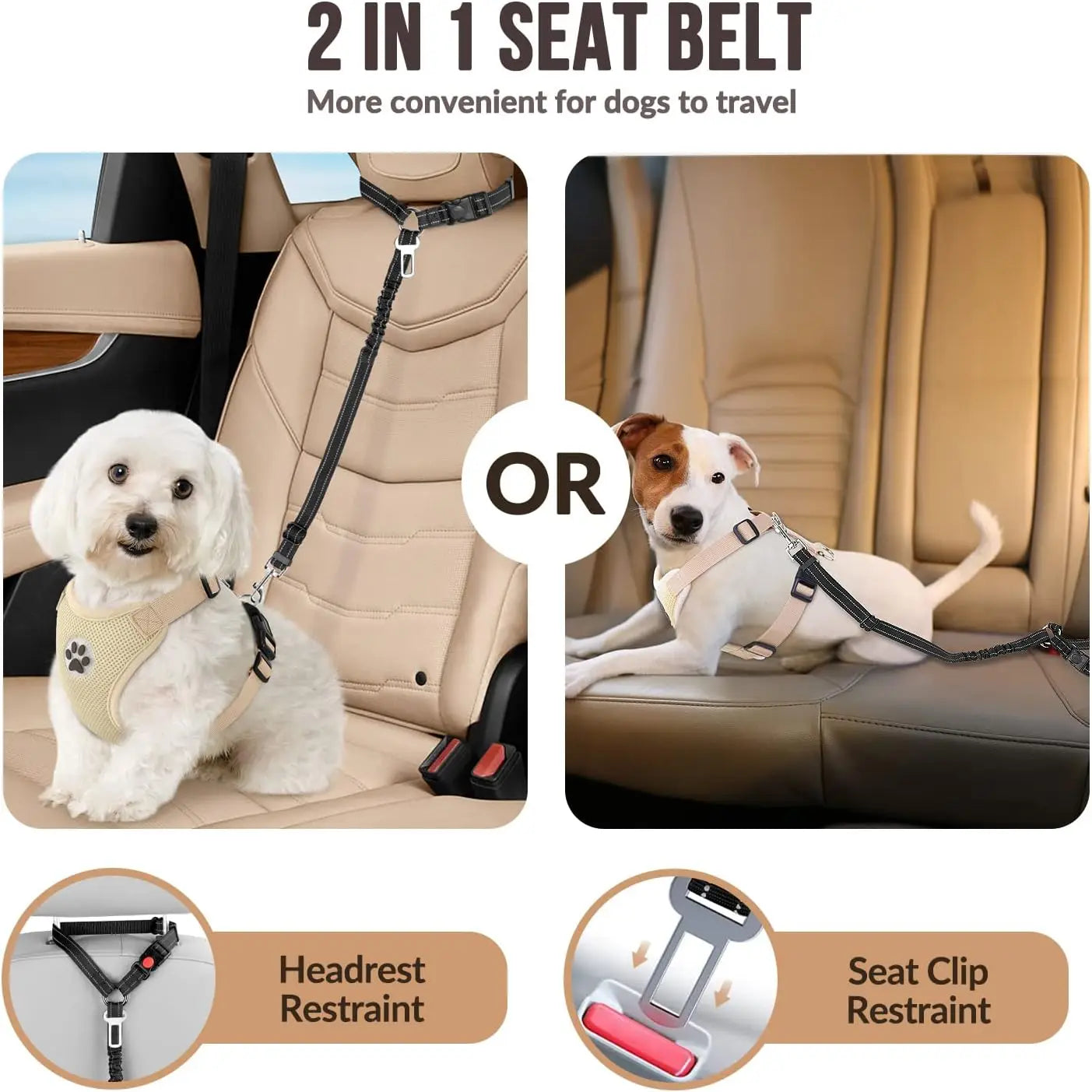 Ceinture de sécurité harnais pour chien en voiture,