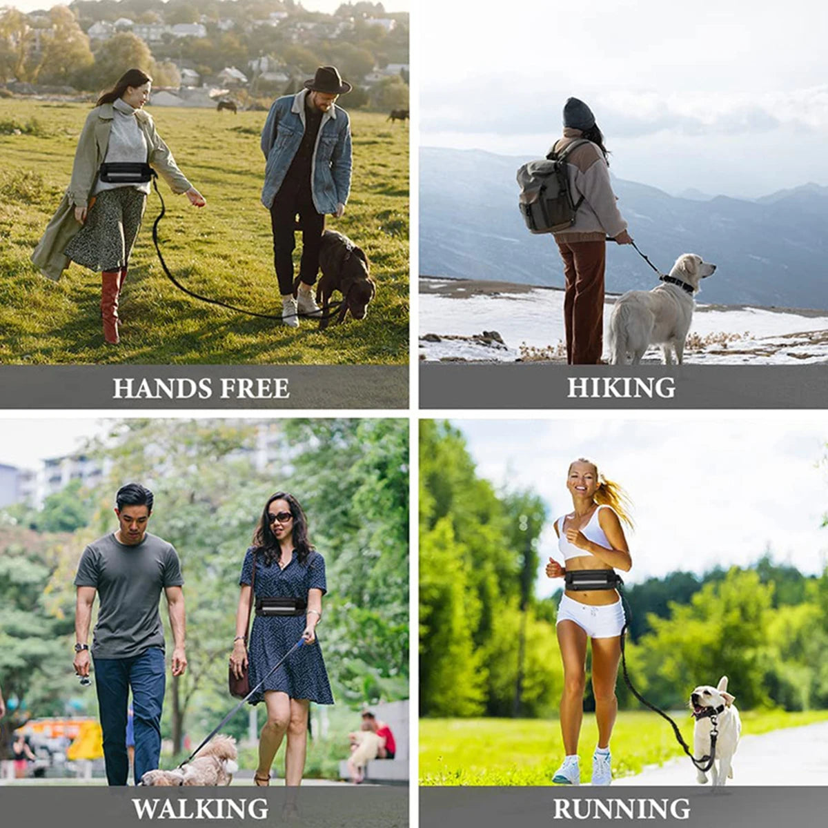 Laisse mains libres pour chien pour courir en toute liberté avec sac de taille